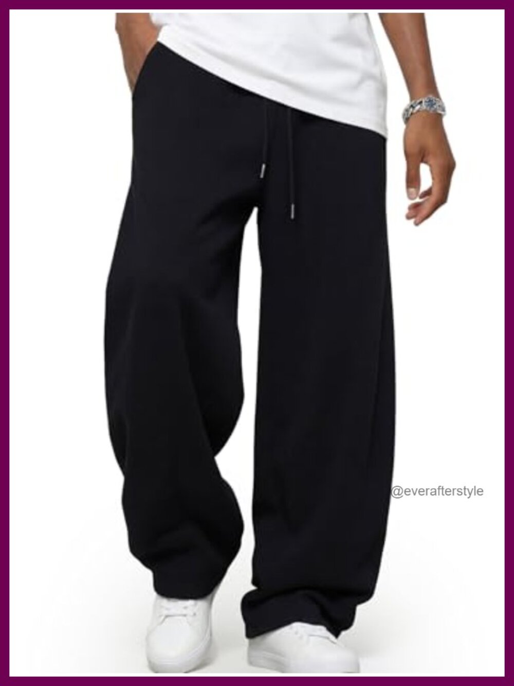 Men's Baggy Sweatpants Fleece Wide Leg Drawstring Lounge Joggers